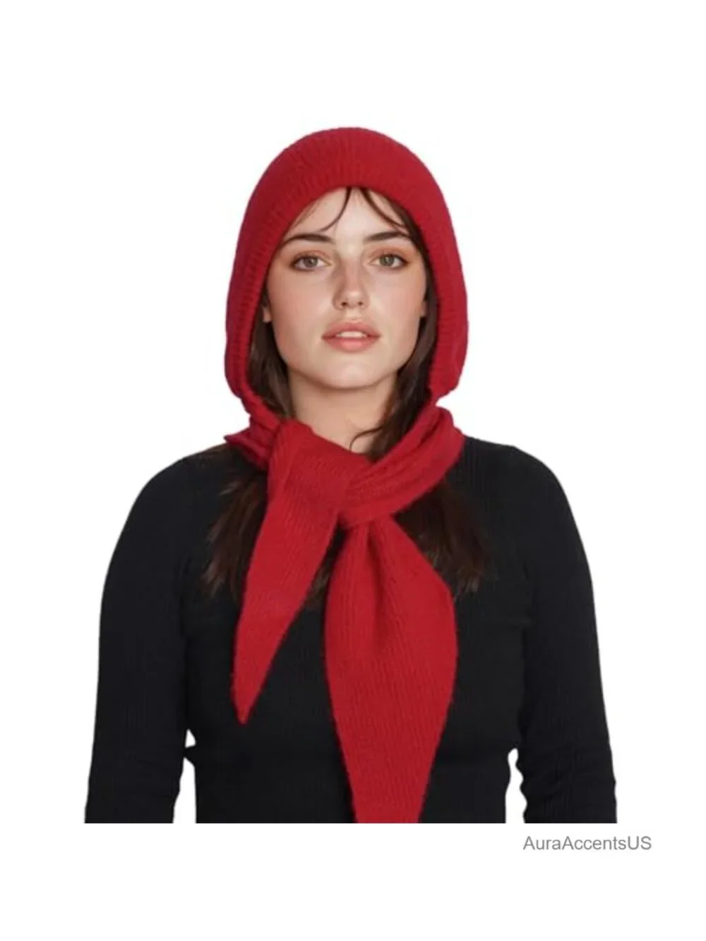 Hooded Scarf 2-in-1 Women Knitted Neck Warmer Stylish Winter
